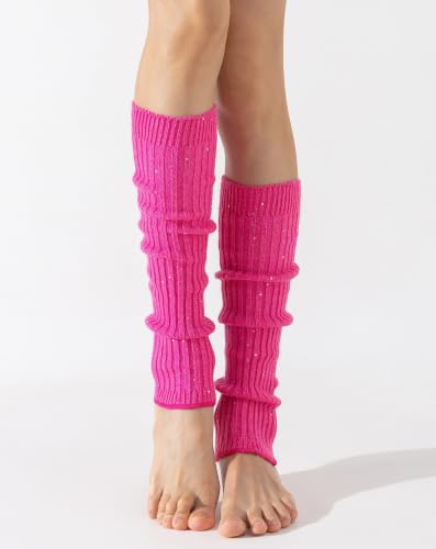 Image of Yawlsow Leg Warmers for Women Girls Y2k Knit Ruffle Leg Warmer Winter 80s with Sequins, Japanese Kawaii Harajuku Accessories