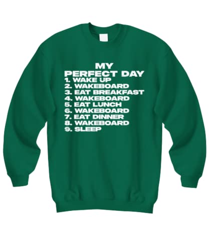 Wakeboard Wakeboarding Wake Board Funny Sweatshirt, Sweater Shirt, Gifts, Jumper, Unique Gag Idea, Men Forest Green