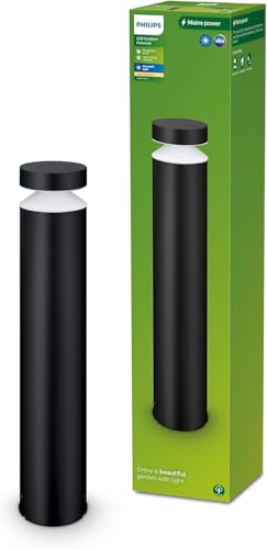 Philips Laven, Lampe de chemin d'extérieur, 6 W, lumière blanche chaude 2 700 K, noire, résistante aux intempéries IP44