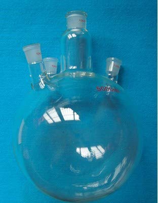 GOWE 5000 ml, 4-necks, 24/29, de fondo redondo de cristal frasco, 5L, buque Laboratorio de ebullición, Heavy Wall