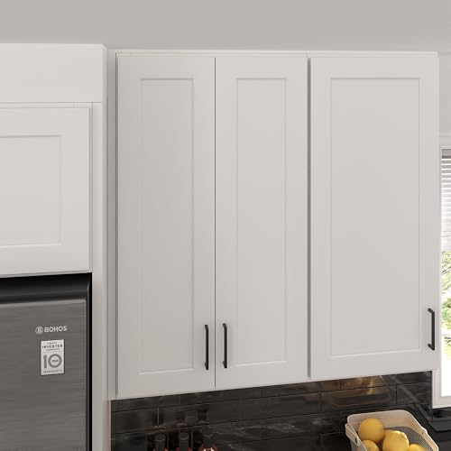 Image of Furinno Shaker Wall Kitchen Cabinet, Ready to Assemble, 12 D x 24 W x 42 H, White