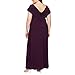 Alex Evenings Women's Long Cowl Neck Mother of The Bride Dress, Wedding Guest Gown Size, Eggplant Plus, 24 Plus