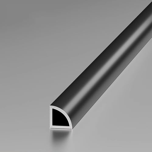 Perfil Para Baldosas, Moldura De Cuarto De Círculo De 125 Cm (2 Piezas) – Protector Cerámico Para Bordes De Baldosas, Para Uso En Baños, Oficinas(Matte black,10x10mm)