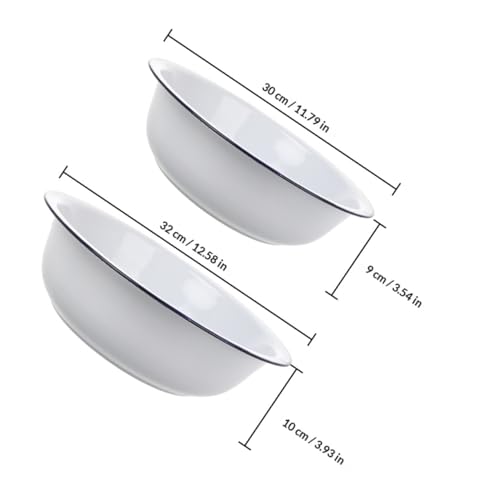 Set de 2 tazones esmaltados blancos de 30 y 32 cm miniatura 2