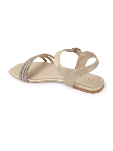 Image of ELLE Women's Comfortable Embellished Glitter Strap Ankle Sandals