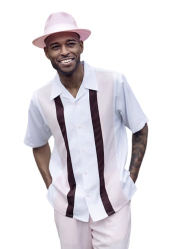 MONTIQUE Men's Premium Walking Suits | Casual Outfit Short Sleeve Button-Up Shirt & Relaxed-Fit Cuffed Pants | 2410