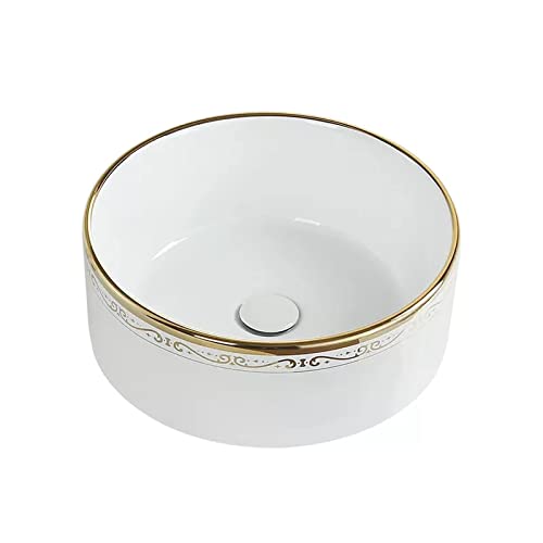 Fregadero redondo for baño sobre encimera con lavabo de cerámica y desagüe 2