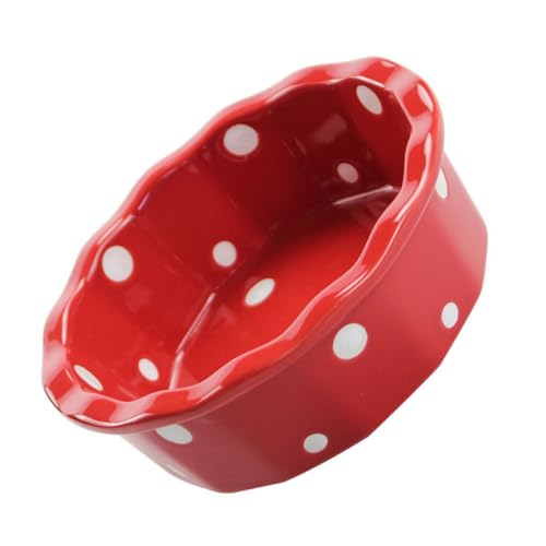OSALADI Ceramic Cheese Baking Bowl 350ml Polka Crimson