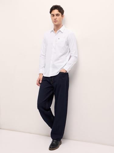 Image of THE BEAR HOUSE Men's Solid Slim Fit Polyester Casual Shirt