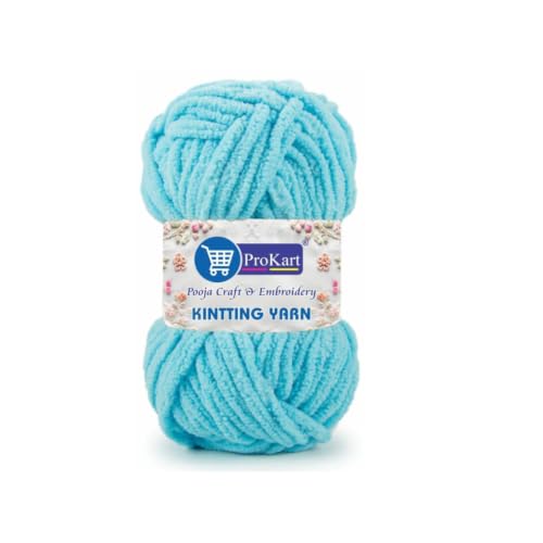 Image of ProKart Premium Blankie Wool,| Blanket Thick /Mottu Yarn Ball Suitable for Hand Knitting and Crocheting for Baby, Adult, Blankets (Aqua Blue, 100gms x 1 Pack)
