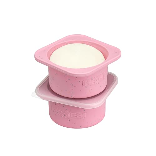 KEVJES 1000ml PLUS Pizza Sourdough Proofing Containers with Air-tight Lids for DIY family Artisan Pizza,Bread,Bagel-Food Grade Silicone -Dishwasher Safe-2 Pack (Cotton Candy-Sprinkles Pattern)