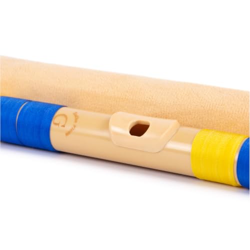 Image of Radhe Flutes PVC Fiber Bass G With Velvet Cover (Beige Flute With Blue & Yellow Threads)