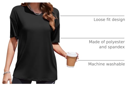 Image of Ekouaer 2 Pack Womens Tops Short Sleeve Oversized T Shirts Summer Spring Tops 2025 Basic Casual Tee Top S-XXL