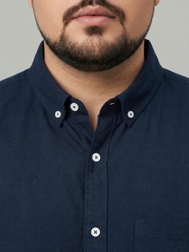 Image of Urbano Plus Men's Cotton Full Sleeve Regular Fit Solid Oxford Shirt with Button-Down Collar