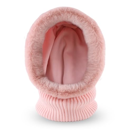 Image of Winter Fleece Balaclava Warm Men Hood Hat Knitted Hooded Scarf for Women Unisex Skull Cap