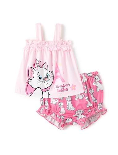 Reviews de Túnicas para Bebé disponible en línea. 46 Disney Princess - Ropa de bebé para niña: conjunto de túnica floral sin mangas con volantes y funda para pañales para recién nacidos, Marie-hot Pink, 9-12 meses