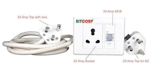 Image of BITCORP 16A Heavy Duty Power Extension Board with Multi Socket, 3500W, 8 Meter 2.5mm Electric Cord for AC, Refrigerator, EV Charger, Washing Machine, Geyser