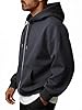 Oyamiki Men's Hoodies Plain Dark Grey Zip Up Hoodie Comfortable Warm Fleece Lined Jacket Classic Casual Long Sleeve Hooded Sweatshirts L #2