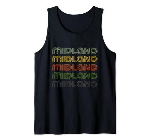 Estados Unidos, Ciudad de los 70, Retro, Vintage, Midland Camiseta sin Mangas