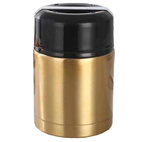 スープジャー サーモス スープジャー 保冷両対応 真空断熱魔法瓶 800/1000/1200ml 大容量 ランチジャー兼フードコンテナー 持ち運びに最適 学生ランチ専用 旅行用食器 - 漏れ防止、スタイリッシュ、持ち運びが簡単 (ゴールド,1200ml)