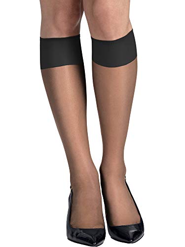 Hanes Silk Reflections Sheer Toe Knee Highs 6-Pack, One Size, Barely Black