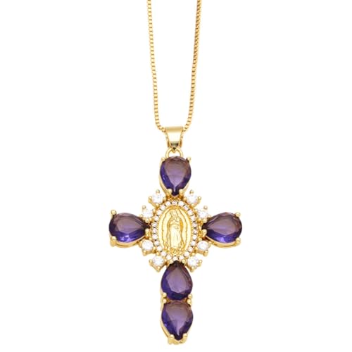 Collier pendentif croix strass scintillants, parure élégante chic de mariage