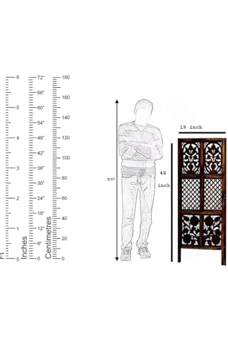 Image of Wooden Partition for Living Room, Privacy Divider, Wooden Room Separator, Divider for Office, Partition for Puja Room, (Mix Frame Design - Brown) (4 Feet 3 Panelss)