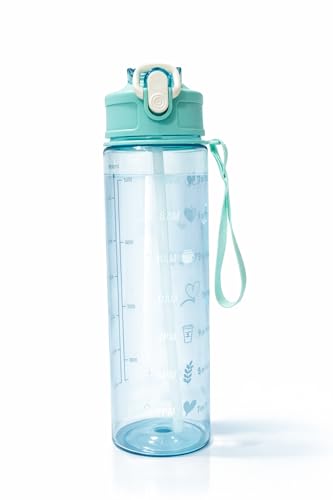 Image of Motivational Water Bottle Set with Time Marker & Straw | BPA Free Leakproof Gym Sipper Combo | Total 2000ML Capacity | Sports & Office Use | Green