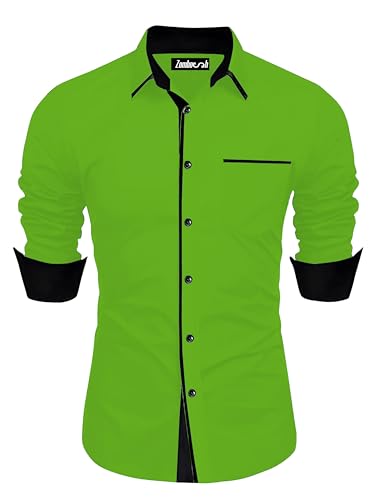 Image of Men's Regular Cotton Casual Slim Fit Shirt with Classic Collar, Long Sleeve, Solid Pattern, Breathable Fabric, and Unique Design for a Timelessly Modern