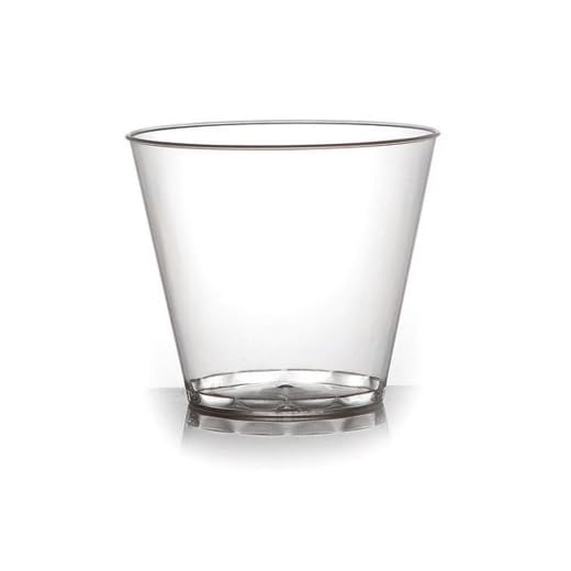 Pack de 40 elegantes vasos/tazas de postre de plástico duro transparente, desechables y reutilizables, 142 ml