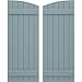 Ekena Millwork ARW101BE621X64SBH Americraft Six 2 Exterior Real Wood Joined Board-n-Batten Shutters w/Elliptical Top (Per Pair), 21"W x 64"H, Peaceful Blue