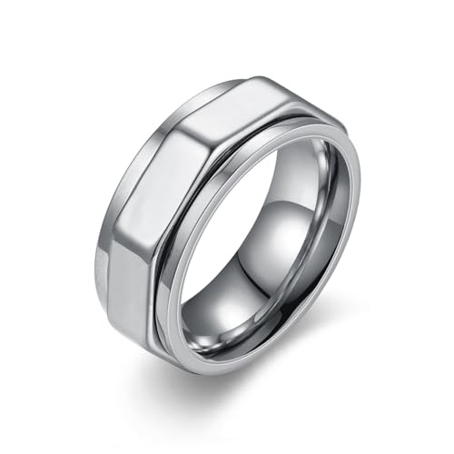 YOGAZEN Anxiety Ring, Fidget Ring, Anti Stress, Shade Anxiety Ring, Edelstahl Angst, Stressring Ringe, für Panikattacken Daumenring, Finger Stimmungsring, Geschenk für Männer und Frauen (59.5mm)