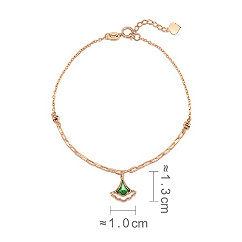 Image of CHOW SANG SANG Delicate Gold 18K Rose Gold Enamel Gingko Leaf Bracelet, Necklace for Women 92255B 92255N