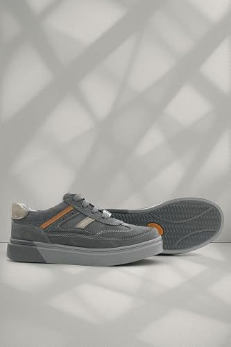 Rakerplus Gri Hakiki Deri Bağcıklı Gri Tabanlı Çocuk Sneaker Ayakkabı - Görsel 2