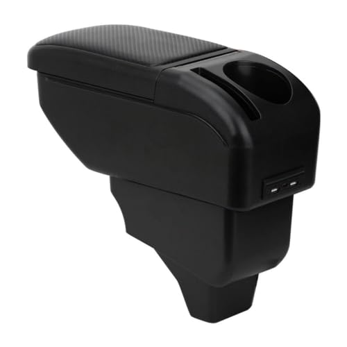 ZENVI Reposabrazos Compatible with Peugeot 208 Apoyabrazos 2019-2024 Centro Consola Organizador Caja Doble Espacio Almacenamiento Utilizable Para Soporte Codo（Estilo Fibra Carbono）