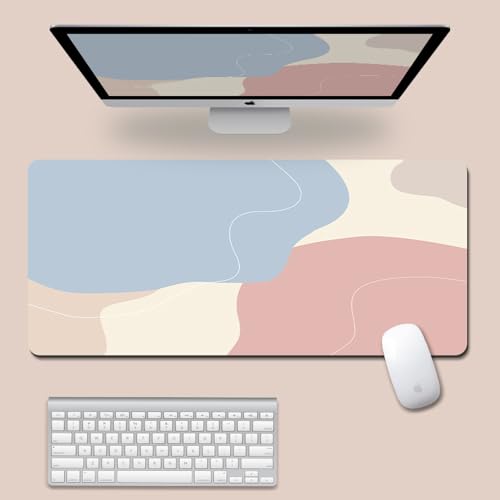 キュートでミニマリスト、 XL (80cm x 30cm)、拡張大型マウスマット デスクパッド、ステッチエッジ 、滑り止めラバーベース、キーボードパッド (11.8 x 31.5インチ) (5)