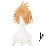 Cosplay Wig Anime Costume with Orange Short Wigs for Men Halloween Family Party