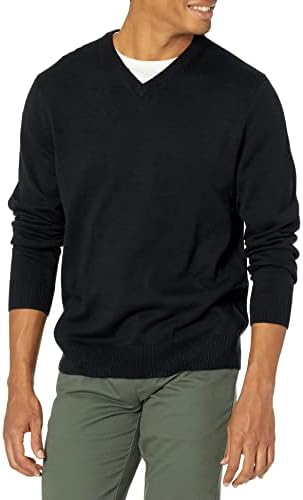 Amazon Essentials Men's V-Neck Sweater (Available in Big & Tall), Black, Medium