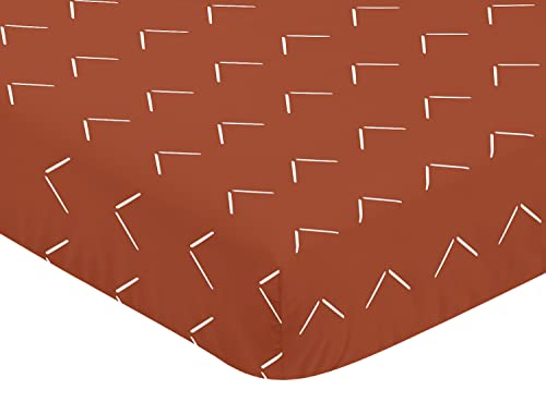 Sweet Jojo Designs CRIBSHEET-DIAMONDTUFT-OR-PRT Boho Arrow Boy Girl Fitted Crib Sheet Baby Toddler Bed Nursery - Burnt Orange Rust Modern Bohemian Farmhouse Southwest Shabby Chic Designer Arrows Geometric Diamond Tuft Collection thumb #2