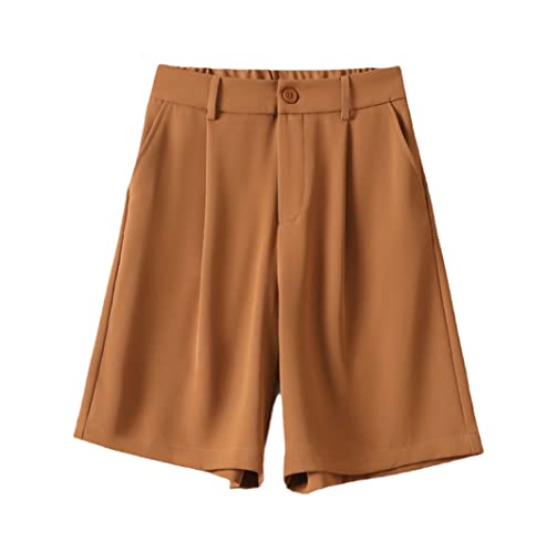 Short d'été pour femme taille haute blanc et caramel en taille XL avec poches