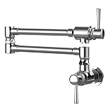 CWM Pot Filler,Polished Stainless Steel Pot Filler Faucet,Swing Arm Folding Stretchable Wall Mount C