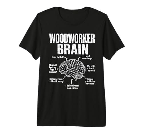Woodworker Brain Funny Carpenter Workshop DIY Lumber Tools Premium Tri-Blend T-Shirt