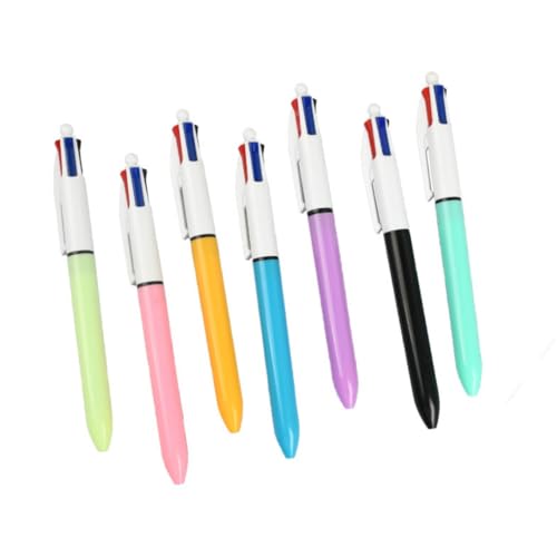 Votvlog 7 Peças canetas multicoloridas retrátil 4 em 1 caneta esferográfica primavera de clique 4 cores pastel para escritório desenhar e escrever para estudantes crianças adolescentes úteis escolares