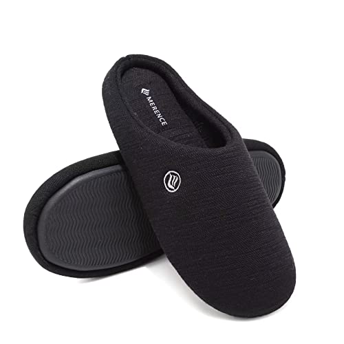 CIOR Men's Memory Foam Slippers Comfort Knitted Cotton-Blend Closed Toe Non-Slip House Shoes Indoor & Outdoor