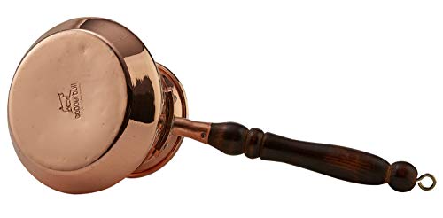 CopperBull THICKEST Solid Hammered Copper Turkish Greek Arabic Coffee Pot Stovetop Coffee Maker Cezve Ibrik Briki with Wooden Handle, Thick 2 mm (Xlarge - 15 Oz)