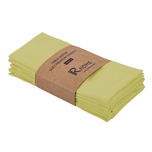 Image of R home Solid Cotton Table Napkins, Soft Cloth Napkins for Dining Table, Reusable & Washable, Ideal for Formal Dining, Cocktail Nights, Weddings, Home Bar & Table Decor (6, Parrot Green)