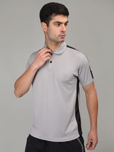 Image of CHKOKKO Men's Active Sports Wear Polo Half Sleeve Gym Tshirt with Button Collar Quick Dry Breathable Perfect for Workout Running Regular Fit Pack of 2