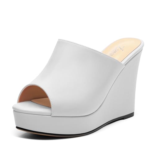 Women's Platform Heels Wedge Sandals Open Toe Slip on High Heels Comfortable Matte Mules Heeled Sandals Dressy Pumps Shoes