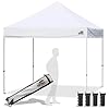 Eurmax usa standard 10x10ft patio pop up canopy tent for outdoor events commercial instant canopies with heavy duty roller bagbonus 4 canopy sand bags white  urban country home decor