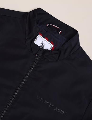 Image of U.S. POLO ASSN. Mens Blue Solid High neck Long Sleeve Casual Polyester Regular Fit Jacket